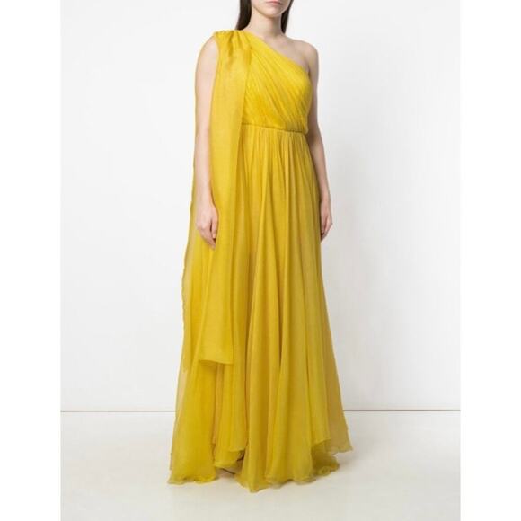 NEW NWT Maria Lucia Hohan Silk Crepon Gown Yellow size 10 - Picture 2 of 12